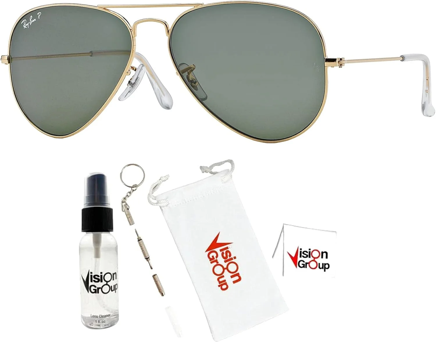 عینک آفتابی خلبانی فلزی ری بن RB3025 به همراه مجموعه لوازم جانبی ویژن گروپ