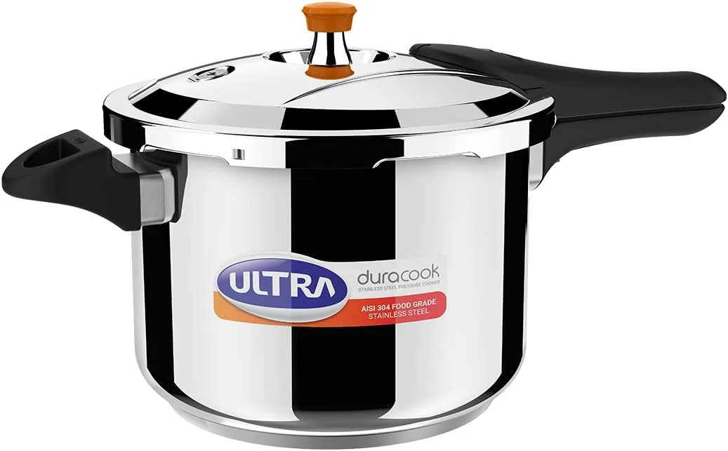 زودپز الترا دوراکوک 6.5 لیتری | زودپز استیل ضد زنگ گرید غذایی AISI 304 | پایه کامپوزیت 3 لایه با ضربه بالا | جمع کننده کف | دسته باکلیت قالب گیری شده تزریقی