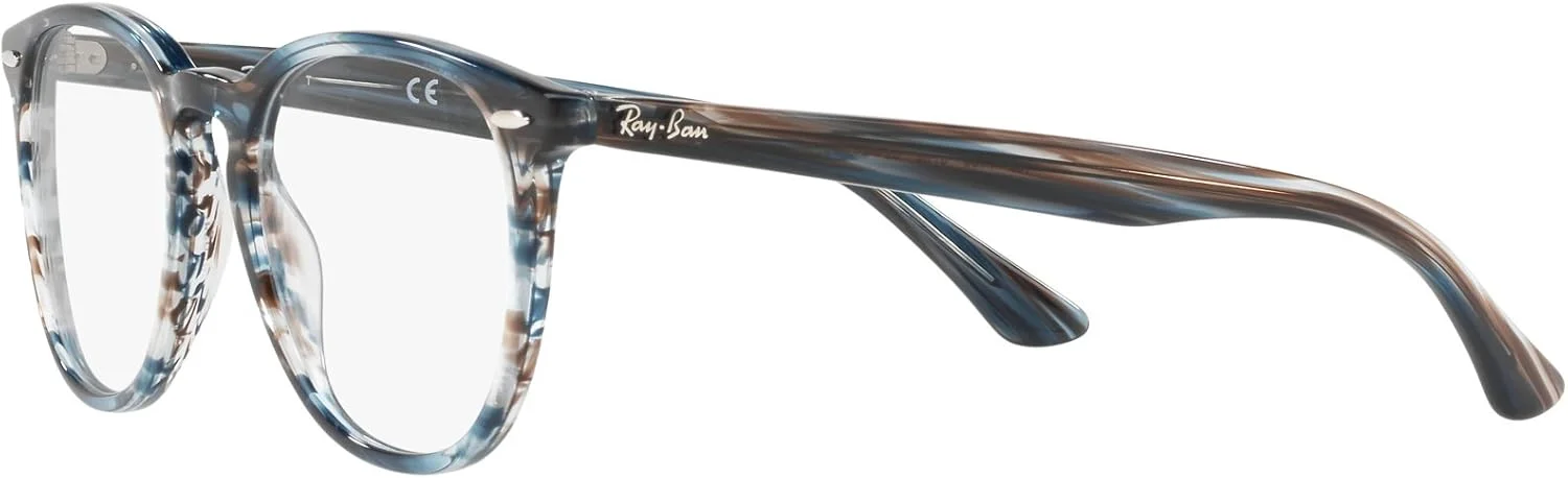 فریم عینک طبی مربعی ری بن 0rx7159 بدون پلاریزاسیون، آبی خاکستری راه راه، سایز 52 میلی متر