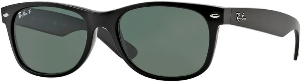 عینک آفتابی پلاریزه унисекс Ray-Ban RB2132 New Wayfarer، فریم مشکی/کریستال سبز پلاریزه 901/58، سایز متوسط عینک آفتابی پلاریزه унисекс Ray-Ban RB2132 New Wayfarer، فریم مشکی/کریستال سبز پلاریزه 901/58، سایز متوسط