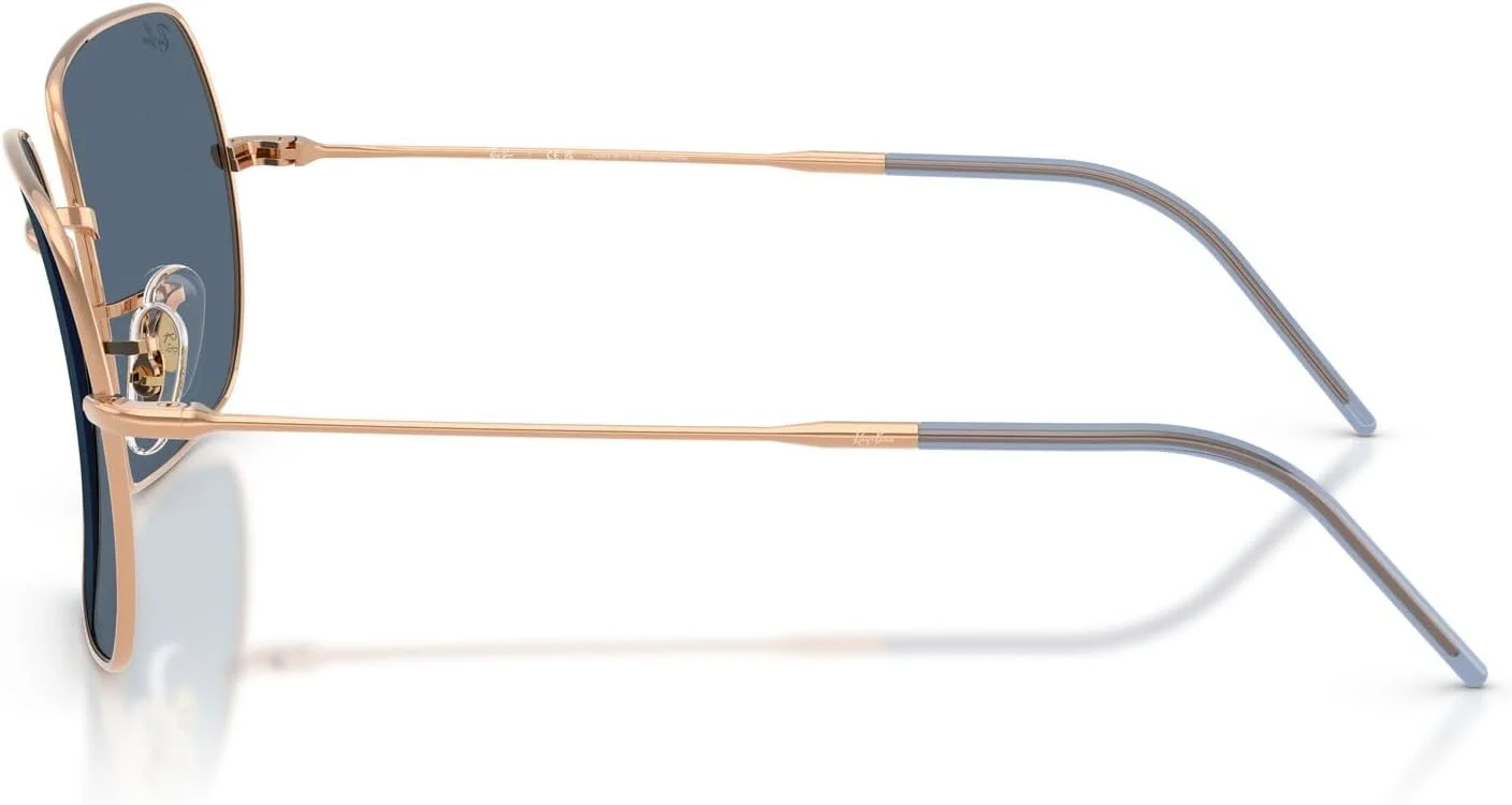 عینک آفتابی زنانه ری بن مدل RBR0104S Square 1971 Reverse، طلایی رزگلد/آبی تیره، 54 میلی متر