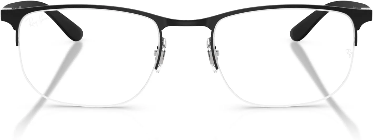 عینک طبی مستطیلی ری بن RX6513، مشکی مات روی مشکی/لنز نمایشی، 53 میلی متر