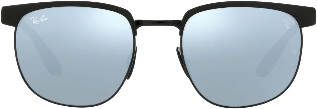 عینک آفتابی унисекс ری-بن، فریم مشکی، عدسی نقره ای آینه ای سبز روشن، 53 میلی متر، مشکی مات روی مشکی/نقره ای آینه ای سبز روشن