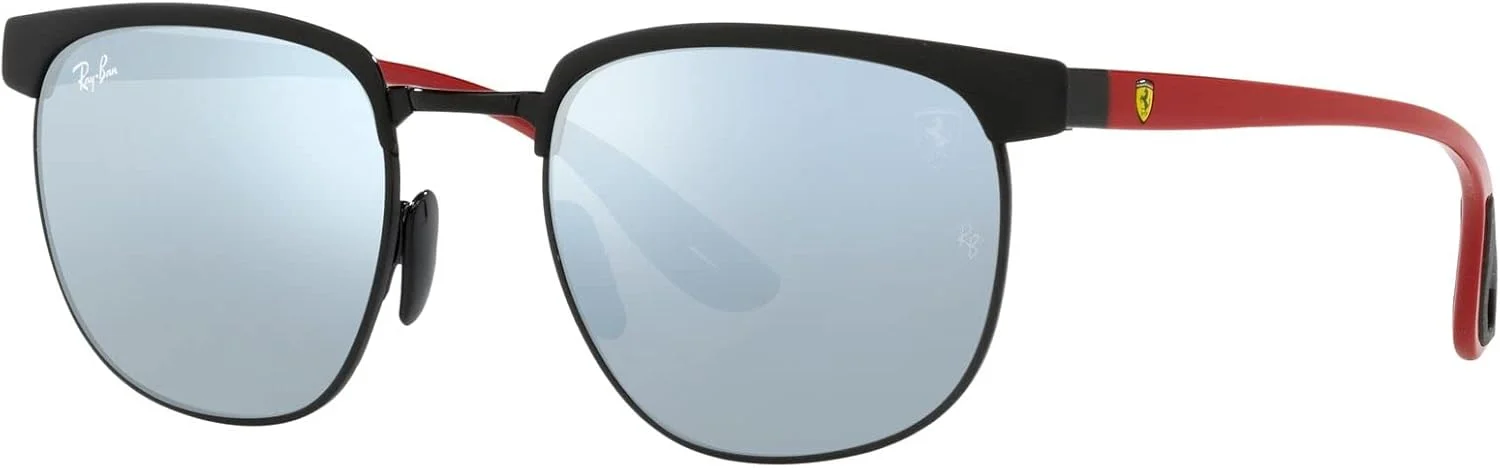 عینک آفتابی унисекс ری-بن، فریم مشکی، عدسی نقره ای آینه ای سبز روشن، 53 میلی متر، مشکی مات روی مشکی/نقره ای آینه ای سبز روشن