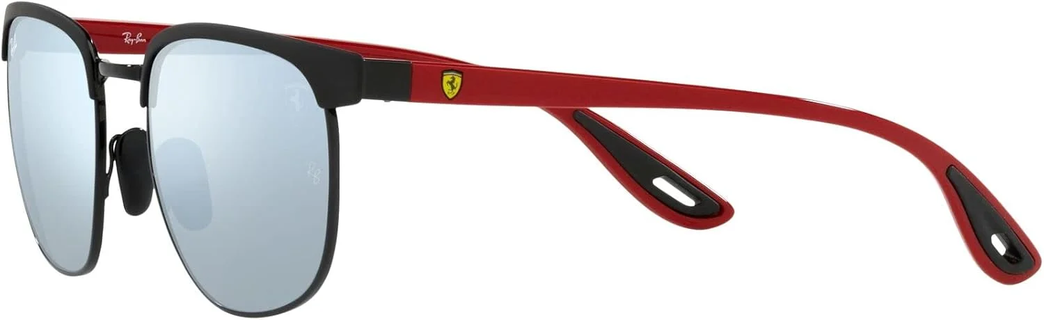 عینک آفتابی унисекс ری-بن، فریم مشکی، عدسی نقره ای آینه ای سبز روشن، 53 میلی متر، مشکی مات روی مشکی/نقره ای آینه ای سبز روشن