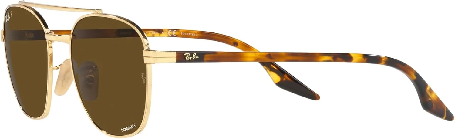 عینک آفتابی مربعی ری بن مدل Rb3688، طلایی/قهوه ای پلاریزه، 58 میلی متر