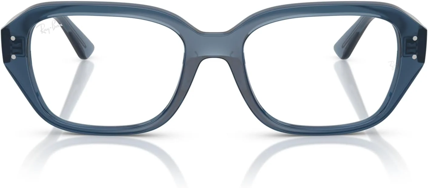 فریم عینک طبی مربعی ری بن مدل RX7258 Shea، آبی روشن/لنز نمایشی، 53 میلی‌متر
