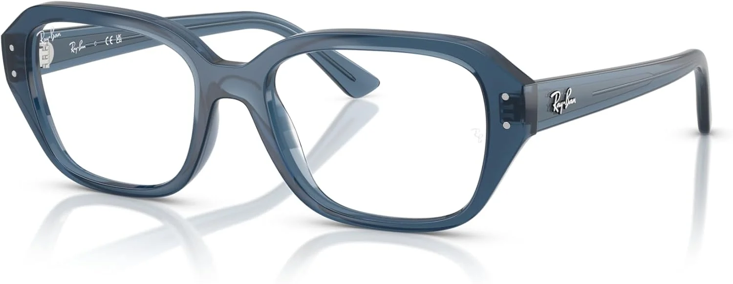 فریم عینک طبی مربعی ری بن مدل RX7258 Shea، آبی روشن/لنز نمایشی، 53 میلی‌متر