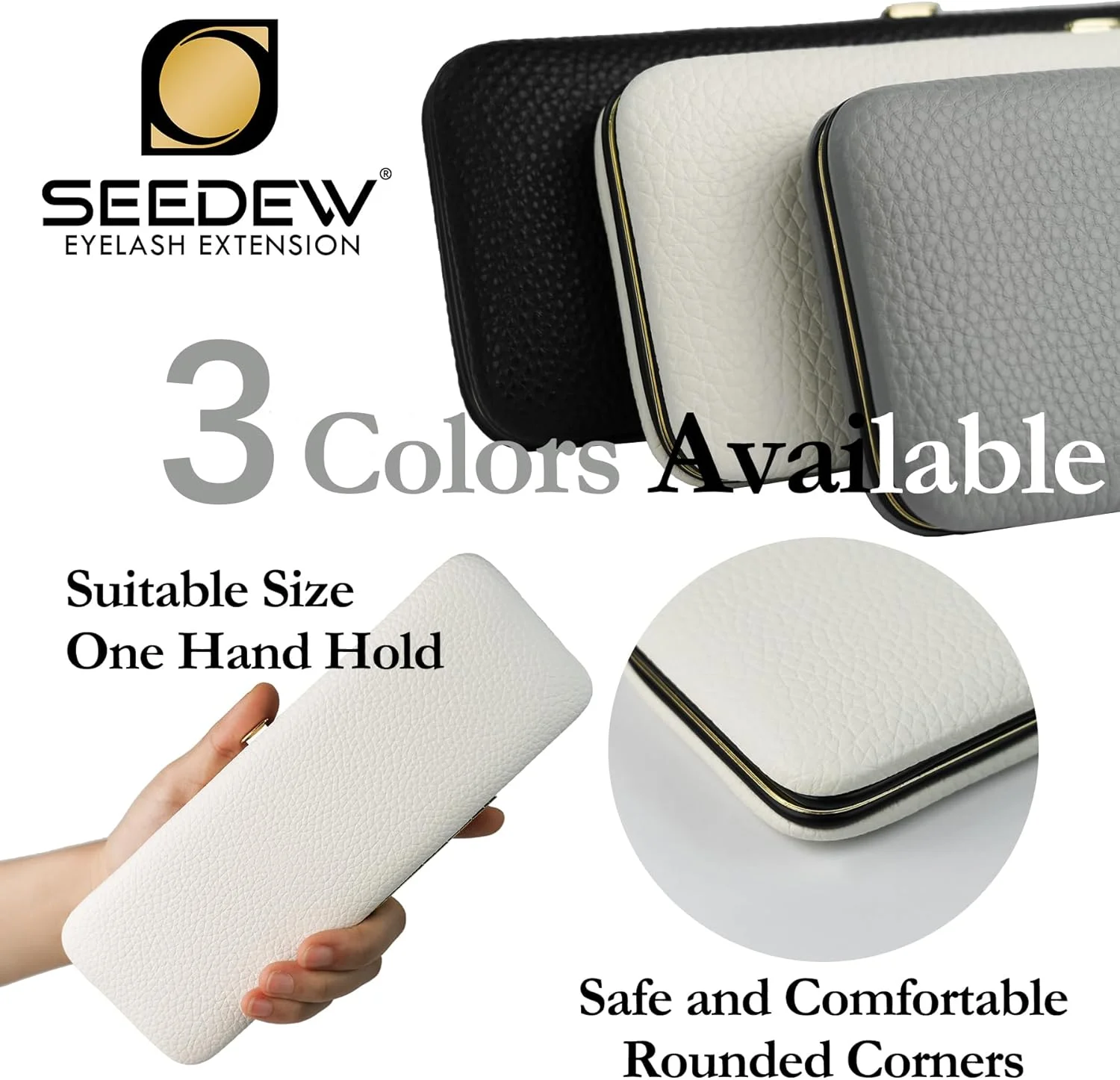 کیف نگهداری موچین مژه SEEDEW، کیف موچین اکستنشن مژه، چرم PU نرم با 8 جایگاه، گوشه‌های گرد، قابل حمل، جعبه نگهداری جداگانه برای موچین، برس آرایشی، ابزارهای کوچک و باریک (مشکی)