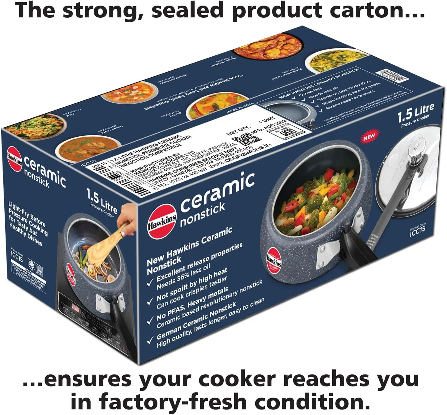 زودپز سرامیکی نچسب هاوکینز 1.5 لیتری مناسب اجاق های القایی