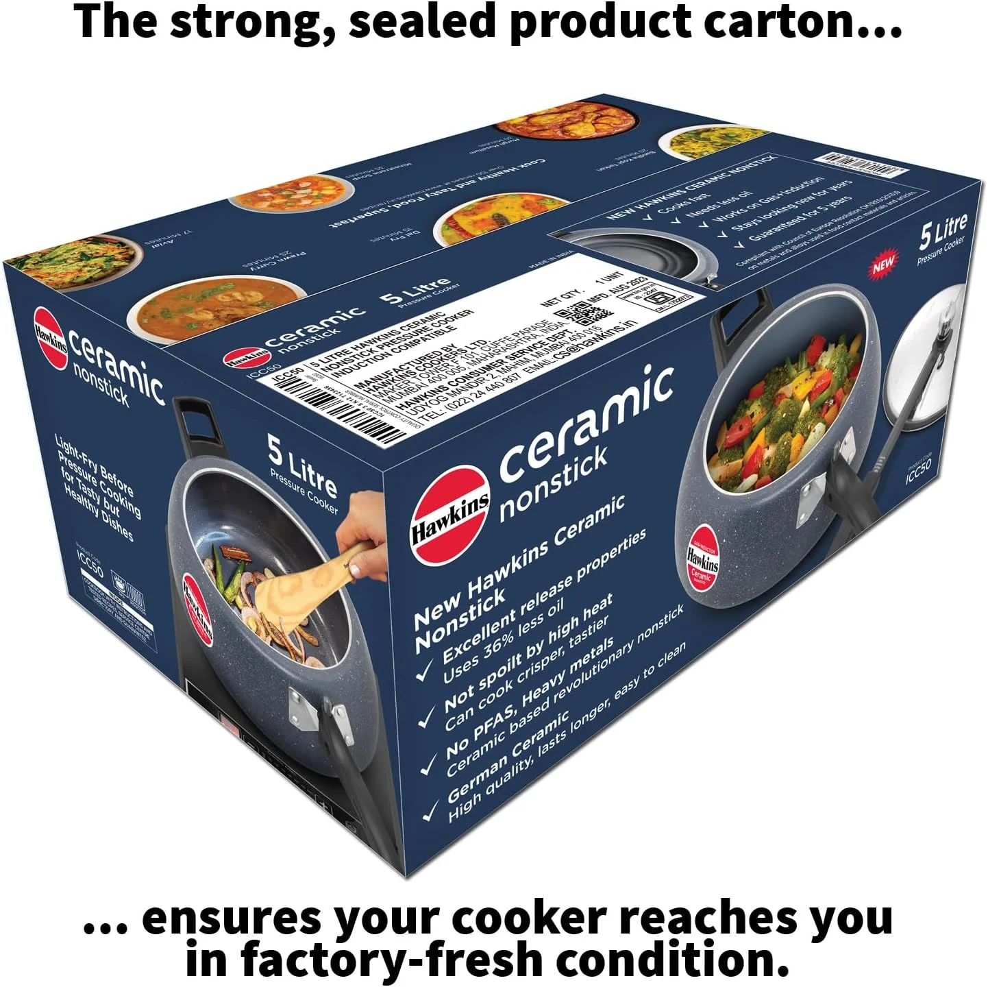 زودپز سرامیکی نچسب هاوکینز 5 لیتری مناسب برای اجاق گاز القایی