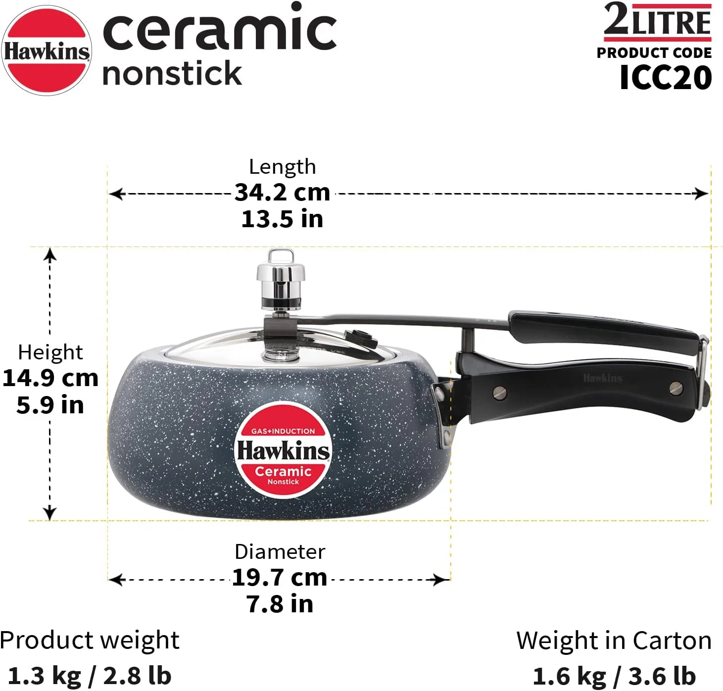 زودپز سرامیکی نچسب هاوکینز 2 لیتری مناسب اجاق القایی زودپز سرامیکی نچسب هاوکینز 2 لیتری مناسب اجاق القایی