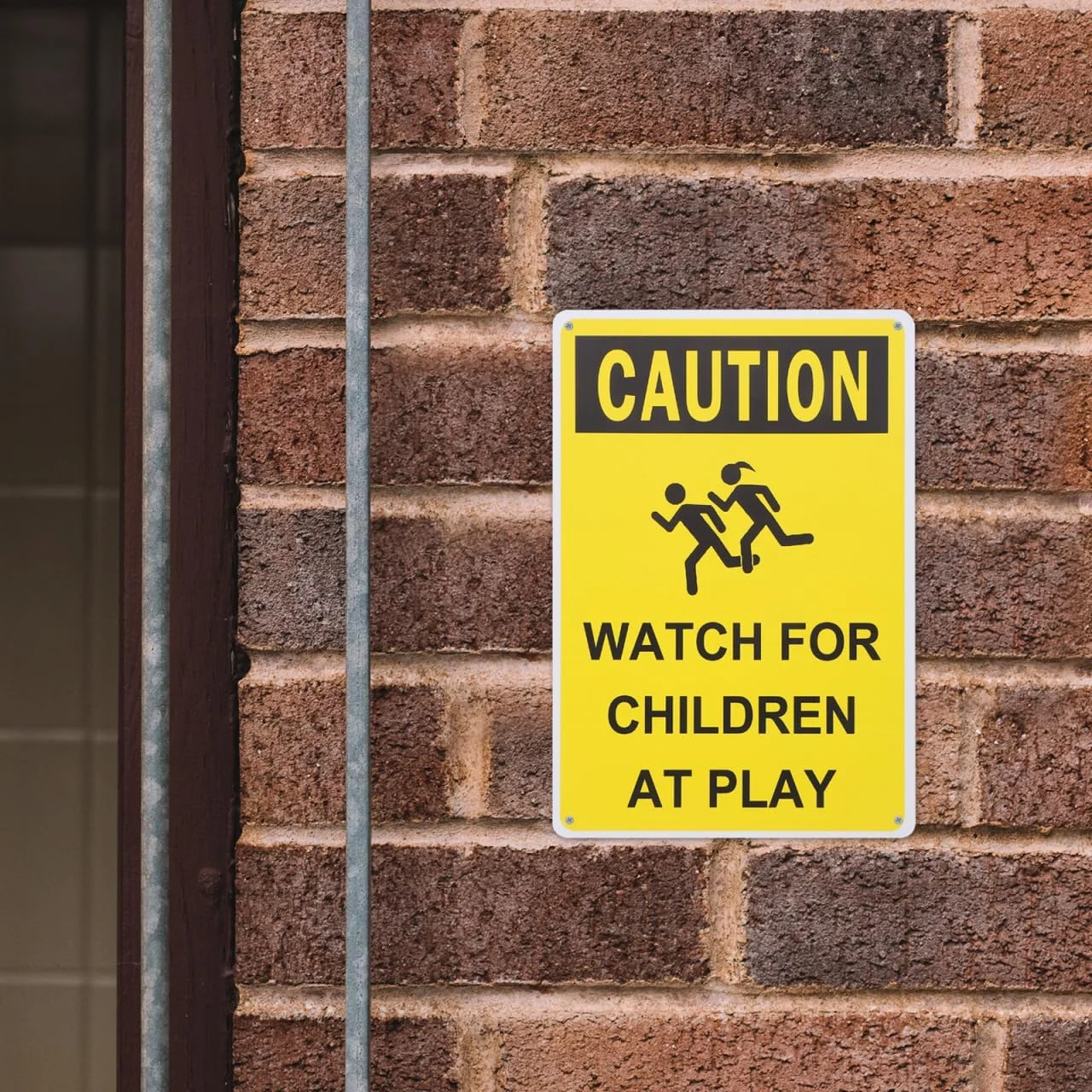 تابلو احتیاط iplusmile، علامت ایمنی مراقب کودکان در حال بازی، علامت هشدار کاهش سرعت، برچسب احتیاط بازی کودکان، برای خیابان، چمن، محله، حیاط، جاده