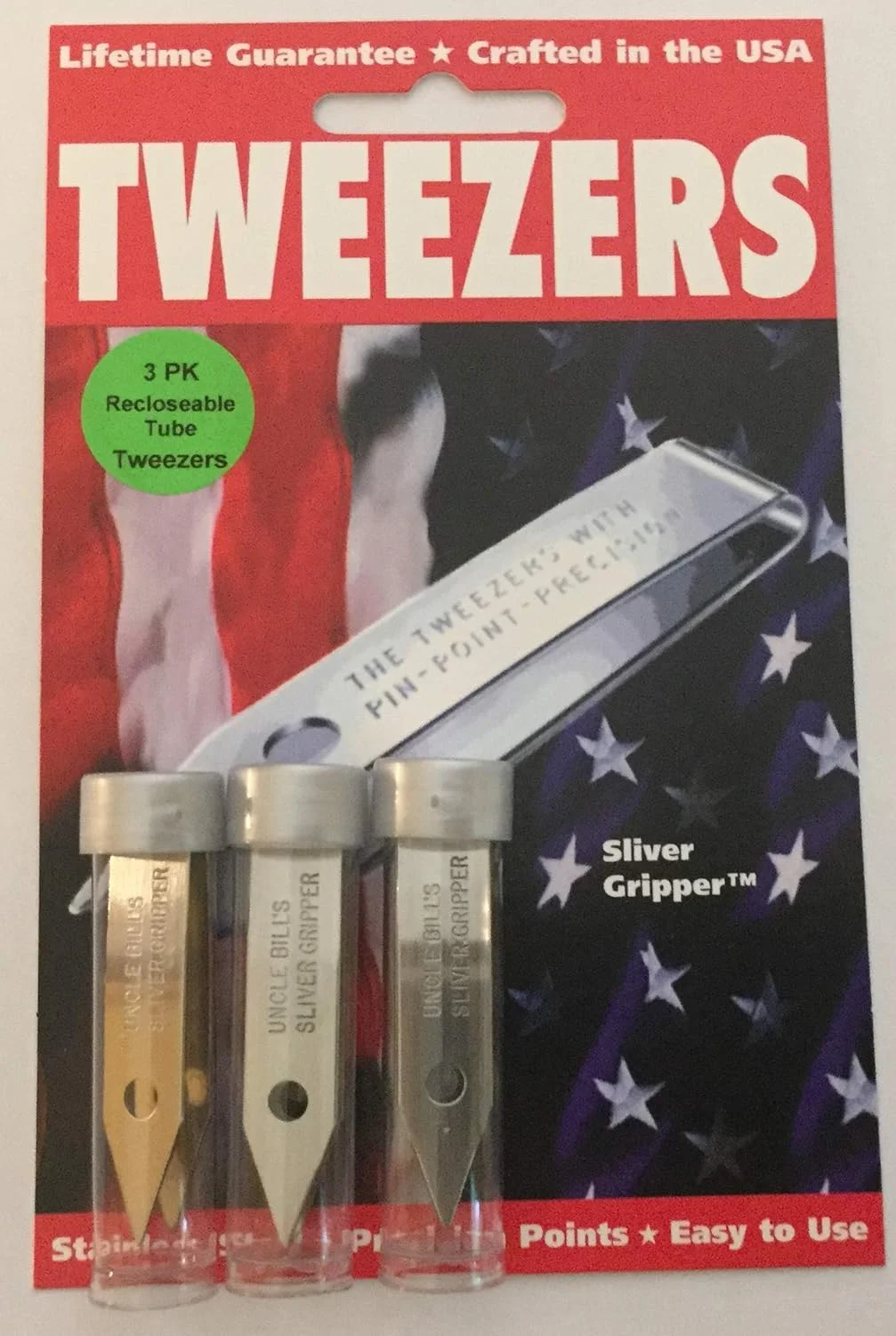 موچین دقیق Uncle Bill's Sliver Gripper، بسته 3 عددی در محفظه قابل بستن موچین دقیق Uncle Bill's Sliver Gripper، بسته 3 عددی در محفظه قابل بستن