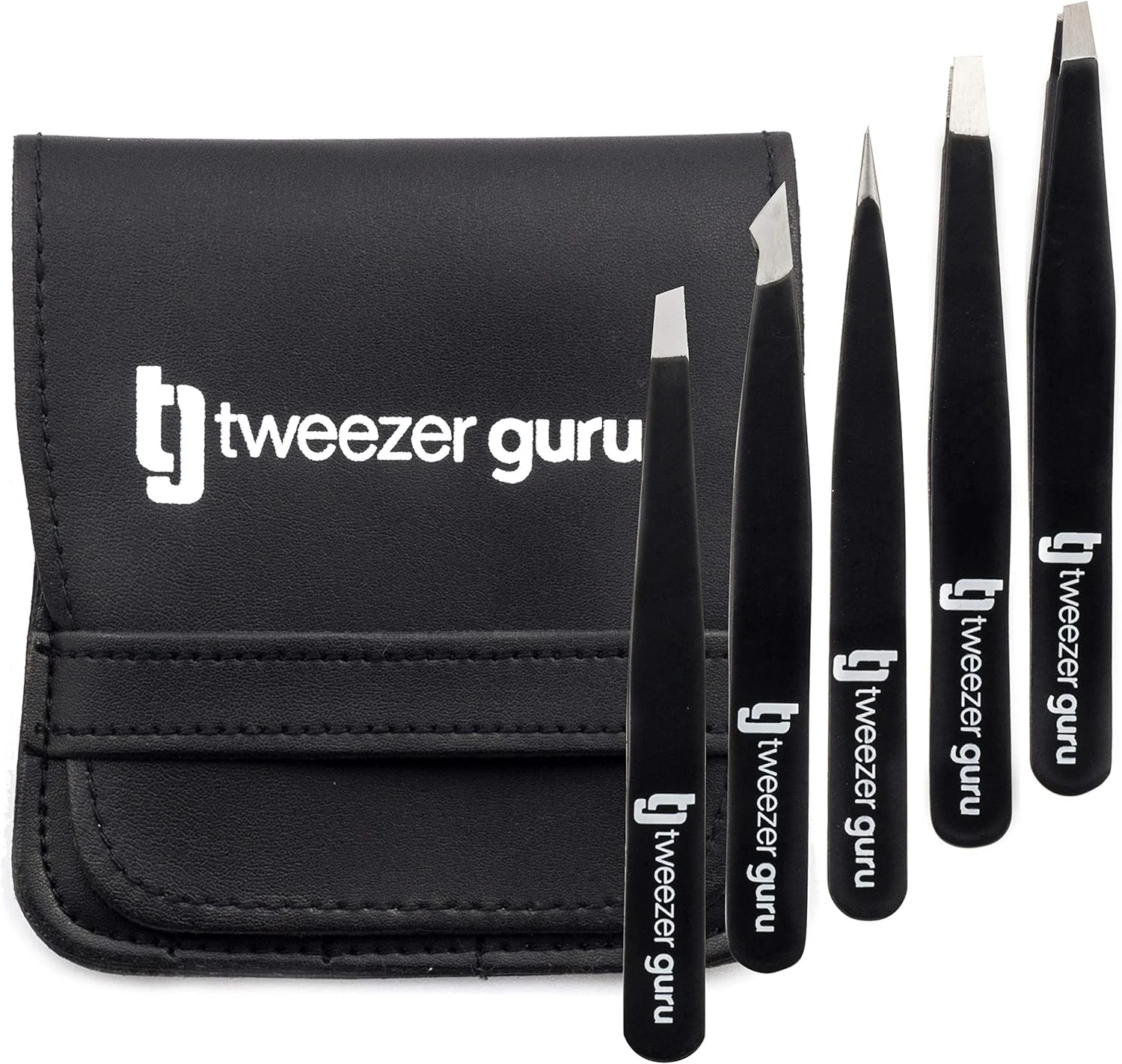 ست موچین 5 تکه Tweezer Guru - نوک اریب و نوک تیز استیل ضد زنگ - دقت عالی برای موهای صورت، موهای زیر پوستی، خار و جوش سر سیاه (مشکی) (بسته 5 عددی) ست موچین 5 تکه Tweezer Guru - نوک اریب و نوک تیز استیل ضد زنگ - دقت عالی برای موهای صورت، موهای زیر پوستی، خار و جوش سر سیاه (مشکی) (بسته 5 عددی)