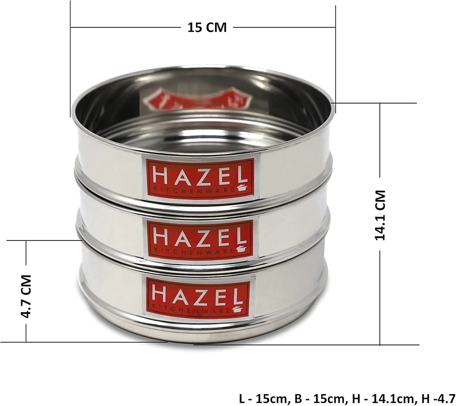 ظروف پخت و پز هیزل آلفا | ست ظروف پخت و پز 750 میلی لیتری | ست 3 عددی با روکش براق به همراه ست ظروف استیل | دبه های پلوپز، جداکننده های پلوپز قابل انباشته شدن، نقره ای، 8 لیتری ظروف پخت و پز هیزل آلفا | ست ظروف پخت و پز 750 میلی لیتری | ست 3 عددی با روکش براق به همراه ست ظروف استیل | دبه های پلوپز، جداکننده های پلوپز قابل انباشته شدن، نقره ای، 8 لیتری