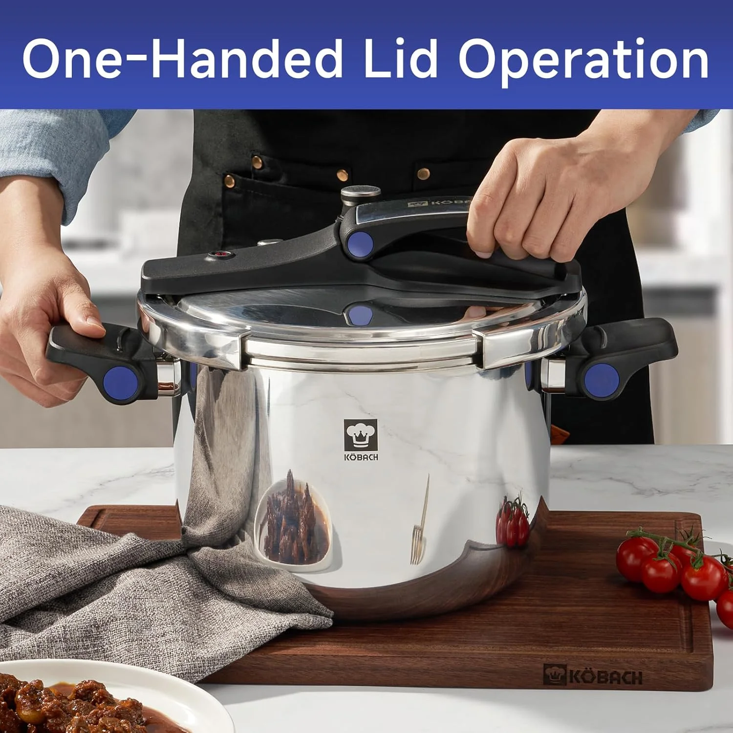 زودپز استیل 8 کوارت KOBACH، قابلمه زودپز، زودپز پخت و پز، سازگار با اجاق گازهای القایی و گازی، قابل شستشو در ماشین ظرفشویی، طراحی باز کردن با یک دست زودپز استیل 8 کوارت KOBACH، قابلمه زودپز، زودپز پخت و پز، سازگار با اجاق گازهای القایی و گازی، قابل شستشو در ماشین ظرفشویی، طراحی باز کردن با یک دست