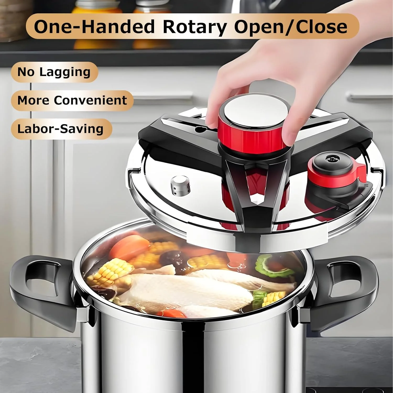 زودپز ۱۰ کوارت کیلوگورج، دیگ زودپز، زودپز استیل ۳۰۴، قفل یک دستی، سازگار با اجاق گاز و القایی، دیگ زودپز برای کنسرو کردن