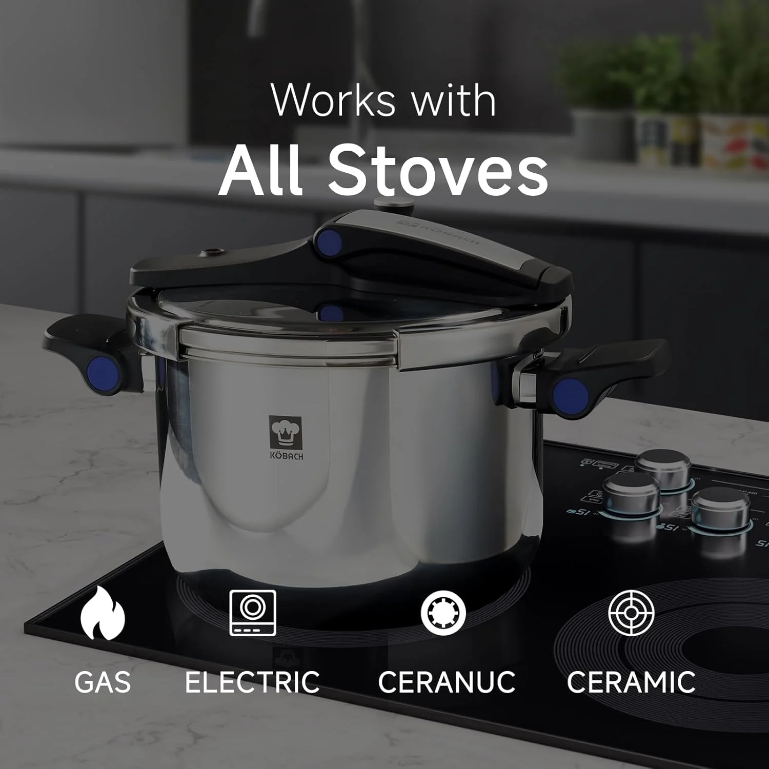 زودپز استیل 8 کوارت KOBACH، قابلمه زودپز، زودپز پخت و پز، سازگار با اجاق گازهای القایی و گازی، قابل شستشو در ماشین ظرفشویی، طراحی باز کردن با یک دست زودپز استیل 8 کوارت KOBACH، قابلمه زودپز، زودپز پخت و پز، سازگار با اجاق گازهای القایی و گازی، قابل شستشو در ماشین ظرفشویی، طراحی باز کردن با یک دست