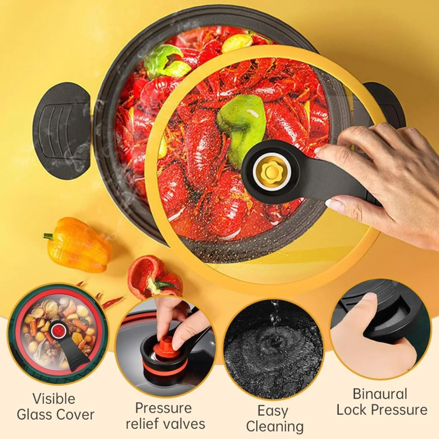 زودپز کوچک، قابلمه چند منظوره نچسب 3.5 لیتری، پزنده جمع و جور و کارآمد برای خورش و سوپ برای گوشت و سبزیجات نرم (سبز، 22 سانتی متر - 3.5 لیتر)