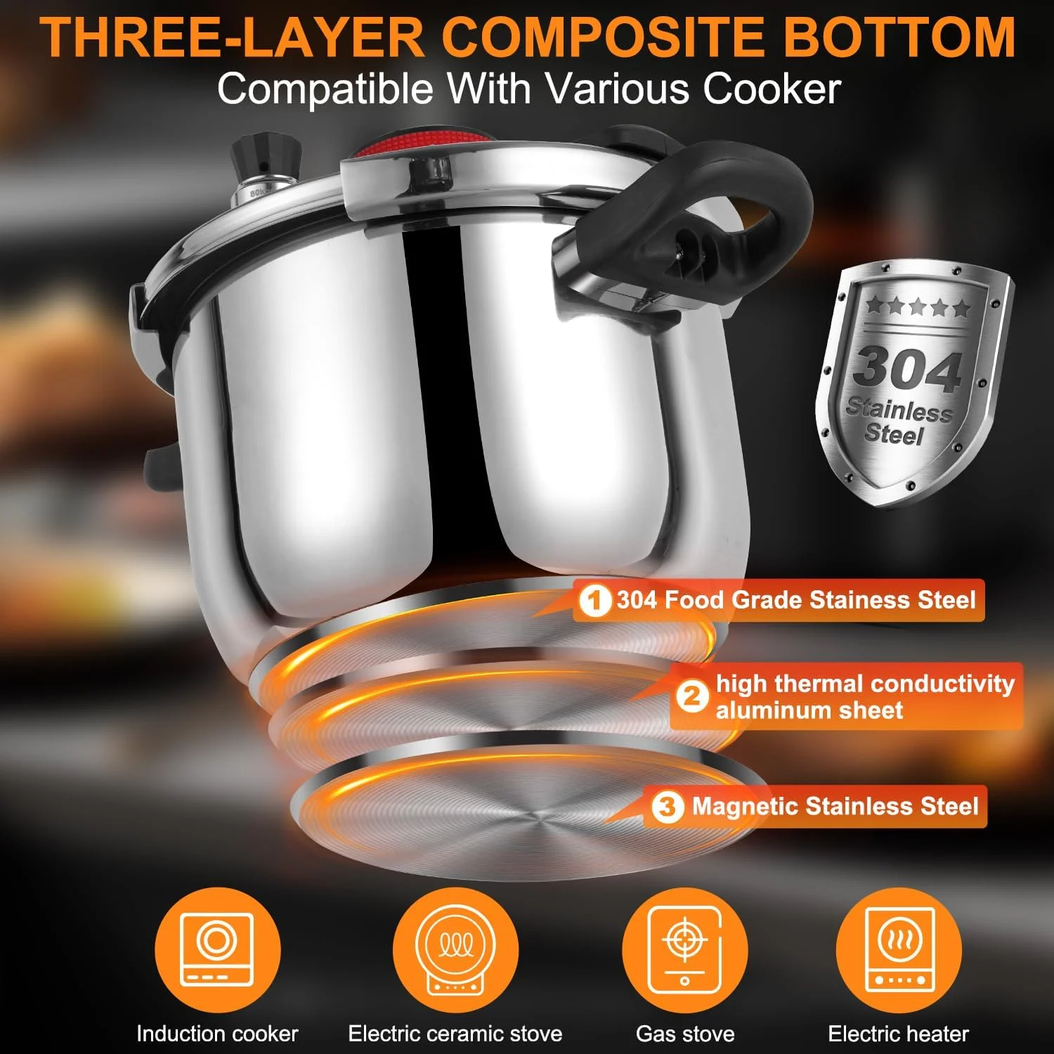 زودپز NYTRX با ظرفیت 10 کوارت، قابلمه زودپز استیل ضد زنگ 10 کوارت، ظروف پخت و پز ضد انفجار، درب قفل/باز چرخشی، باز کردن درب با یک دست، حلقه سیلیکونی ضخیم و دسته ضد سوزش، نقره ای زودپز NYTRX با ظرفیت 10 کوارت، قابلمه زودپز استیل ضد زنگ 10 کوارت، ظروف پخت و پز ضد انفجار، درب قفل/باز چرخشی، باز کردن درب با یک دست، حلقه سیلیکونی ضخیم و دسته ضد سوزش، نقره ای