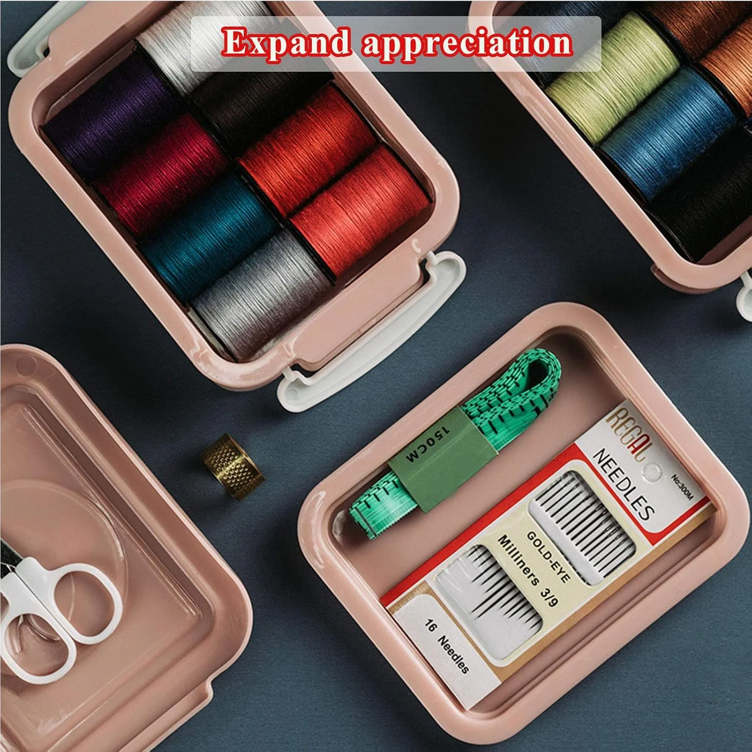 جعبه خیاطی DTFZQV، 4 عدد برای سه لایه 16 قرقره، جعبه خیاطی، جعبه گنج، کیت خیاطی چند منظوره، جعبه نگهداری نخ خیاطی جعبه خیاطی DTFZQV، 4 عدد برای سه لایه 16 قرقره، جعبه خیاطی، جعبه گنج، کیت خیاطی چند منظوره، جعبه نگهداری نخ خیاطی