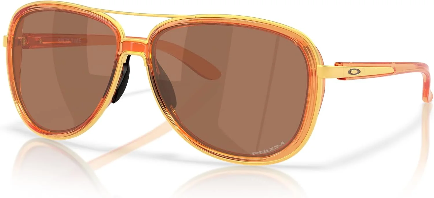 عینک آفتابی خلبانی زنانه Oakley مدل OO4129 Split Time، زنجبیلی شفاف/تنگستن Prizm، 58 میلی‌متر