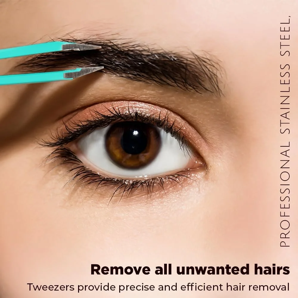 موچین نوک مورب Majestik+ - موچین حرفه ای استیل ضد زنگ با نوک مورب - بهترین موچین دقیق ابرو برای روتین زیبایی روزانه شما! در رنگ نعنایی