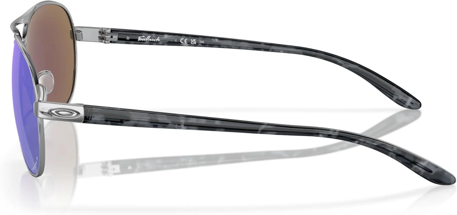 عینک آفتابی خلبانی اوکلی Feedback با لنزهای ایریدیوم بدون پلاریزه، مشکی متالیک، 59 میلی‌متر