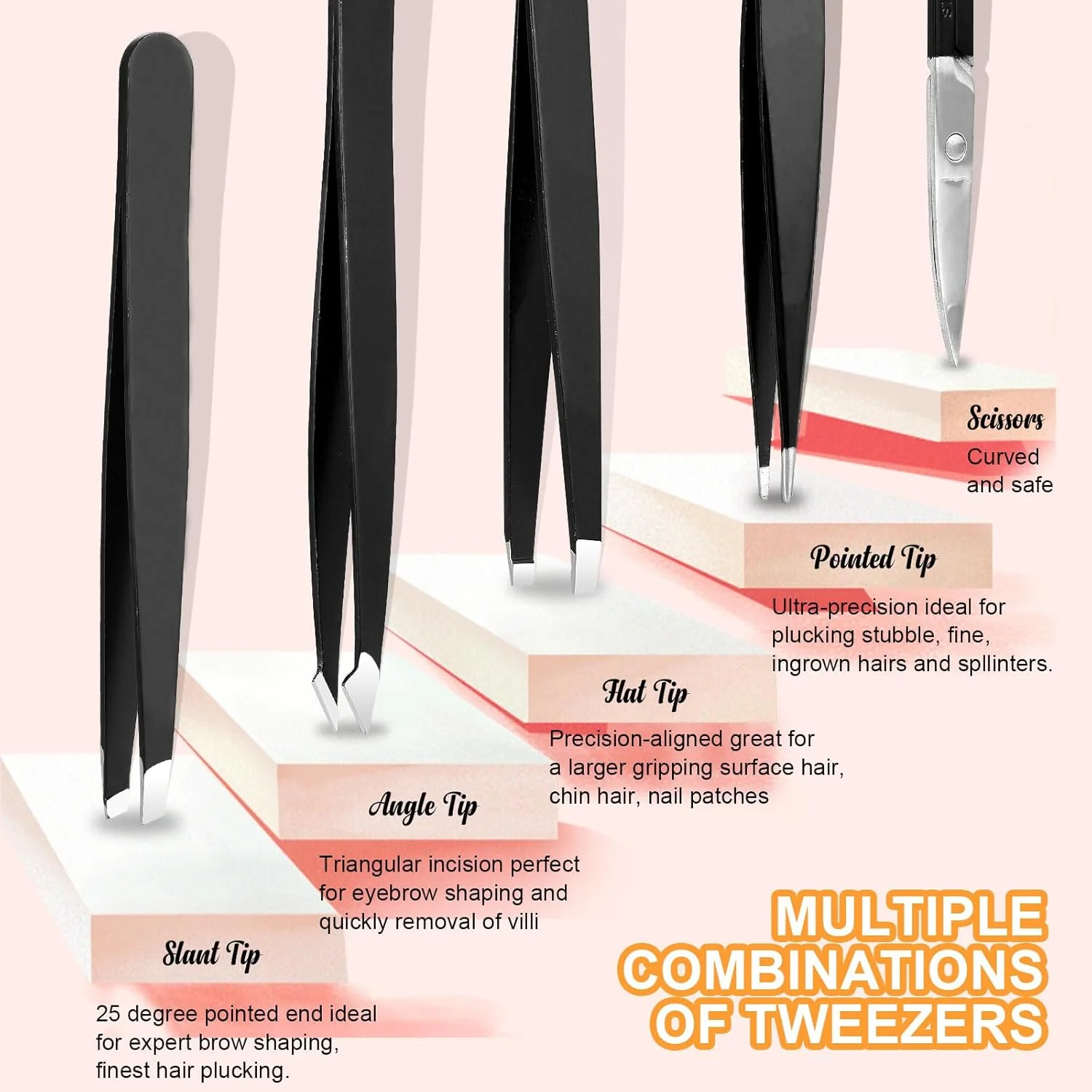 ست موچین و ناخن گیر Yougai، ست 9 تکه موچین حرفه ای استیل ضد زنگ - موچین های بسیار دقیق با قیچی منحنی و تیغ ابرو برای ابزارهای زیبایی روزانه با کیف چرمی مسافرتی ست موچین و ناخن گیر Yougai، ست 9 تکه موچین حرفه ای استیل ضد زنگ - موچین های بسیار دقیق با قیچی منحنی و تیغ ابرو برای ابزارهای زیبایی روزانه با کیف چرمی مسافرتی