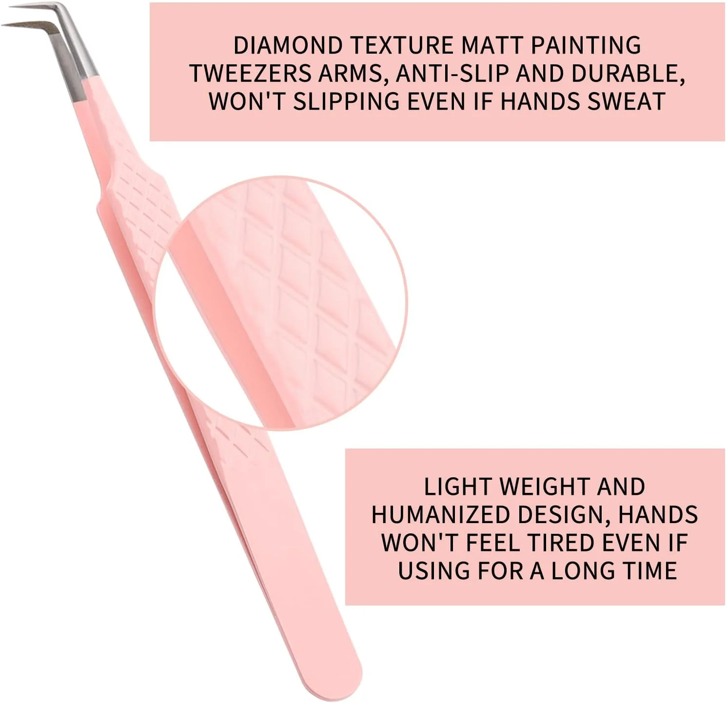 موچین مژه WENDY LASHES برای اکستنشن مژه، موچین مژه نوک فیبری، موچین حرفه ای برای ساخت فن مژه، موچین اکستنشن مژه والیوم، استیل ضد زنگ (موچین 90 درجه صورتی، 1 عدد)