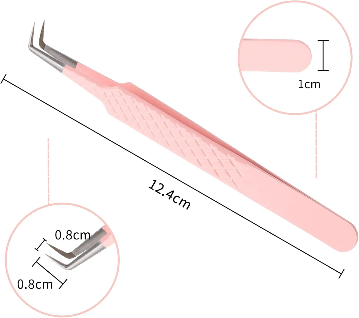 موچین مژه WENDY LASHES برای اکستنشن مژه، موچین مژه نوک فیبری، موچین حرفه ای برای ساخت فن مژه، موچین اکستنشن مژه والیوم، استیل ضد زنگ (موچین 90 درجه صورتی، 1 عدد)