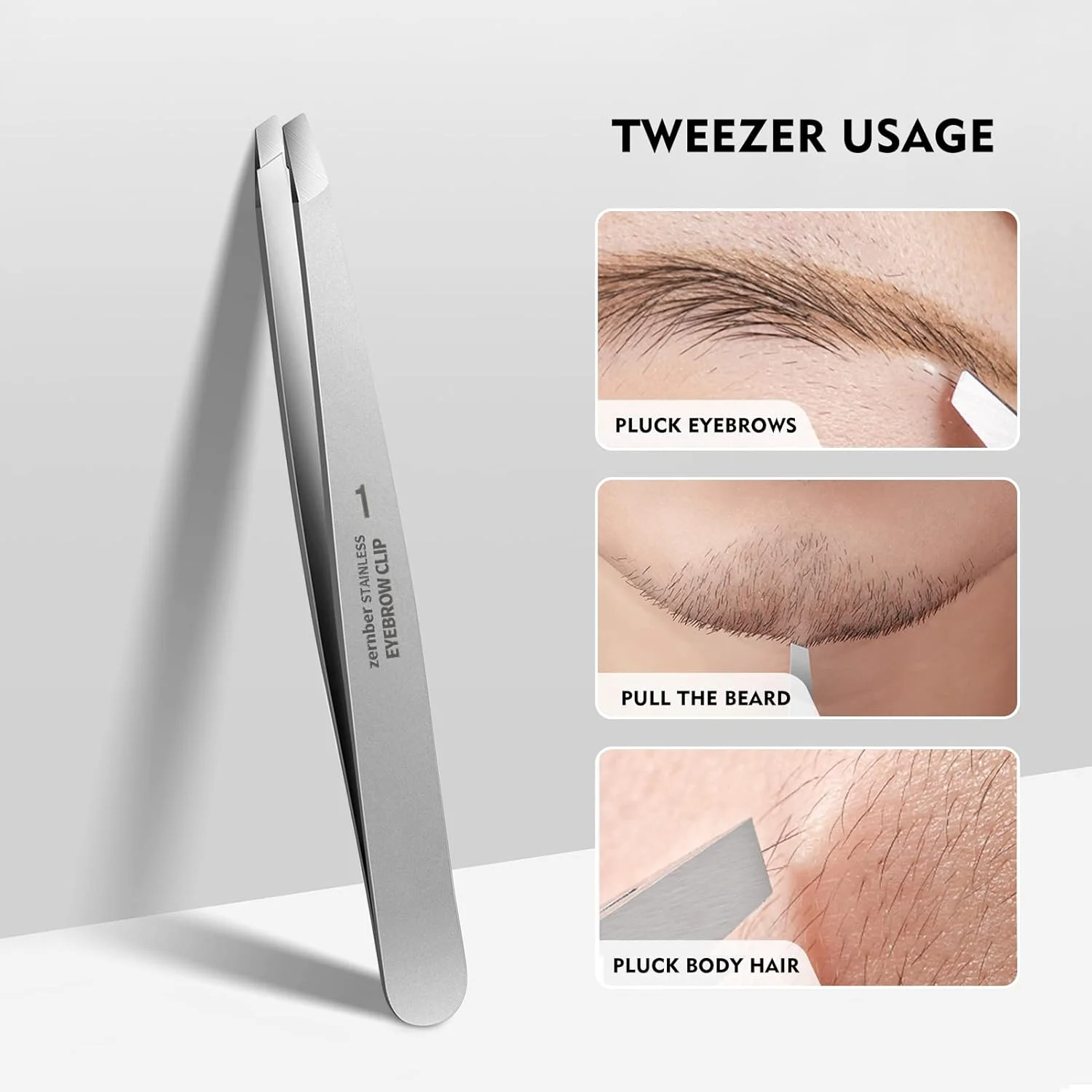 موچین ابرو استیل ضد زنگ دقیق ZERNBER، موچین تخت برای ابروهای زنانه - برای از بین بردن موهای صورت و موهای زیر پوستی، ابزار زیبایی موچین ابرو استیل ضد زنگ دقیق ZERNBER، موچین تخت برای ابروهای زنانه - برای از بین بردن موهای صورت و موهای زیر پوستی، ابزار زیبایی