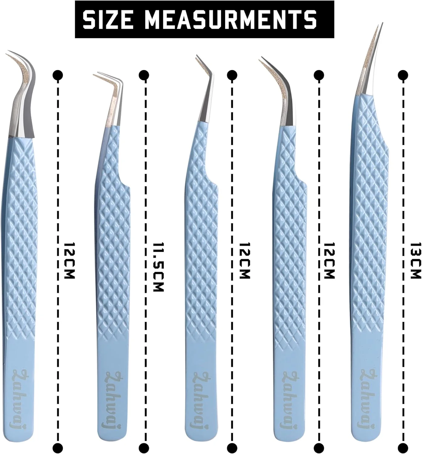 موچین مژه زهواج - ست 5 عددی موچین مژه با روکش الماس - موچین مژه نوک فیبری حرفه ای از جنس استیل ضد زنگ برای اکستنشن مژه (آبی) موچین مژه زهواج - ست 5 عددی موچین مژه با روکش الماس - موچین مژه نوک فیبری حرفه ای از جنس استیل ضد زنگ برای اکستنشن مژه (آبی)
