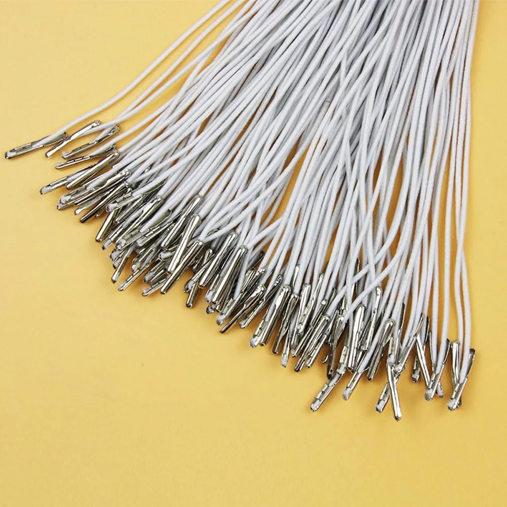 100Pcs 12 inch Elastic Barbed Cord Fastener Stretch Loop Band with Metal Ends Hat Strap DIY Craft Gift Wrapping Cord String for DIY Party Hat Masks, Folder and Crafts Supplies, White 100Pcs 12 inch Elastic Barbed Cord Fastener Stretch Loop Band with Metal Ends Hat Strap DIY Craft Gift Wrapping Cord String for DIY Party Hat Masks, Folder and Crafts Supplies, White
