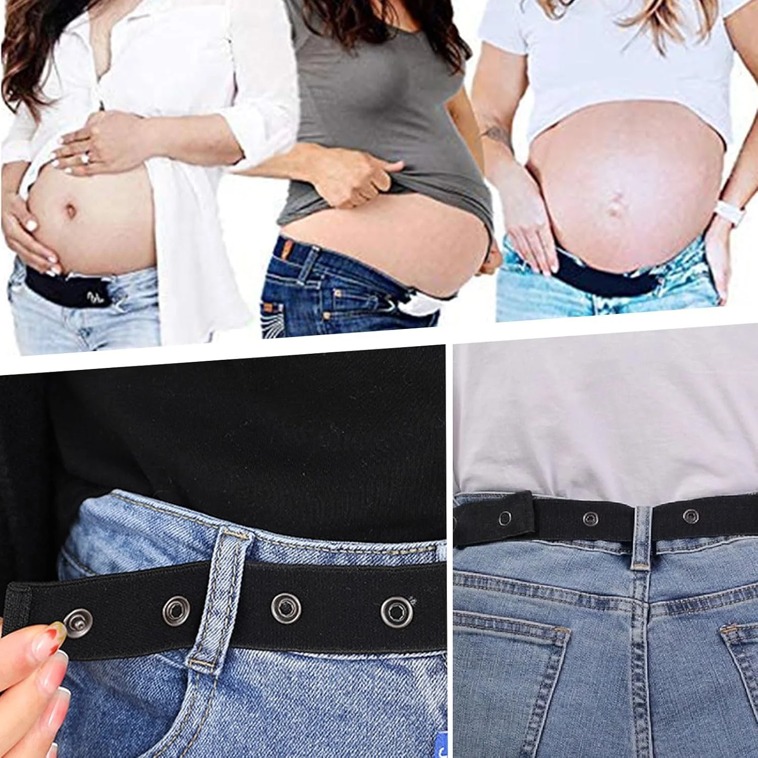 Elastic waist extensions, pack of 5 trouser waistband extensions, button waist, 8.3 cm x 3.5 cm denim extension buttons, 25 x 2.5 cm trouser waistband extension button, trouser button extension