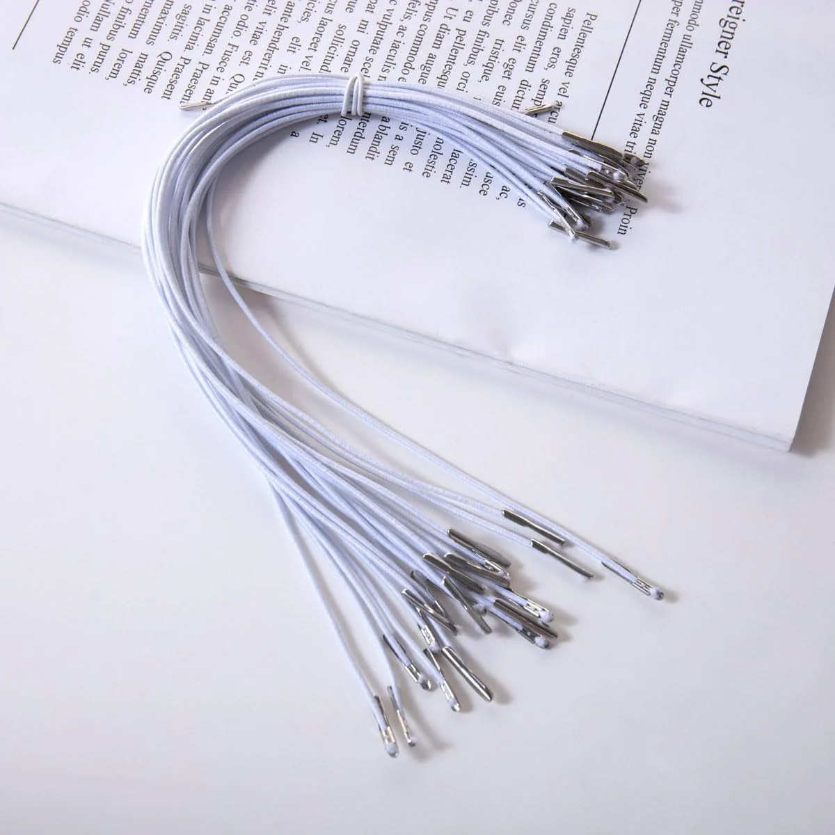 100Pcs 12 inch Elastic Barbed Cord Fastener Stretch Loop Band with Metal Ends Hat Strap DIY Craft Gift Wrapping Cord String for DIY Party Hat Masks, Folder and Crafts Supplies, White 100Pcs 12 inch Elastic Barbed Cord Fastener Stretch Loop Band with Metal Ends Hat Strap DIY Craft Gift Wrapping Cord String for DIY Party Hat Masks, Folder and Crafts Supplies, White
