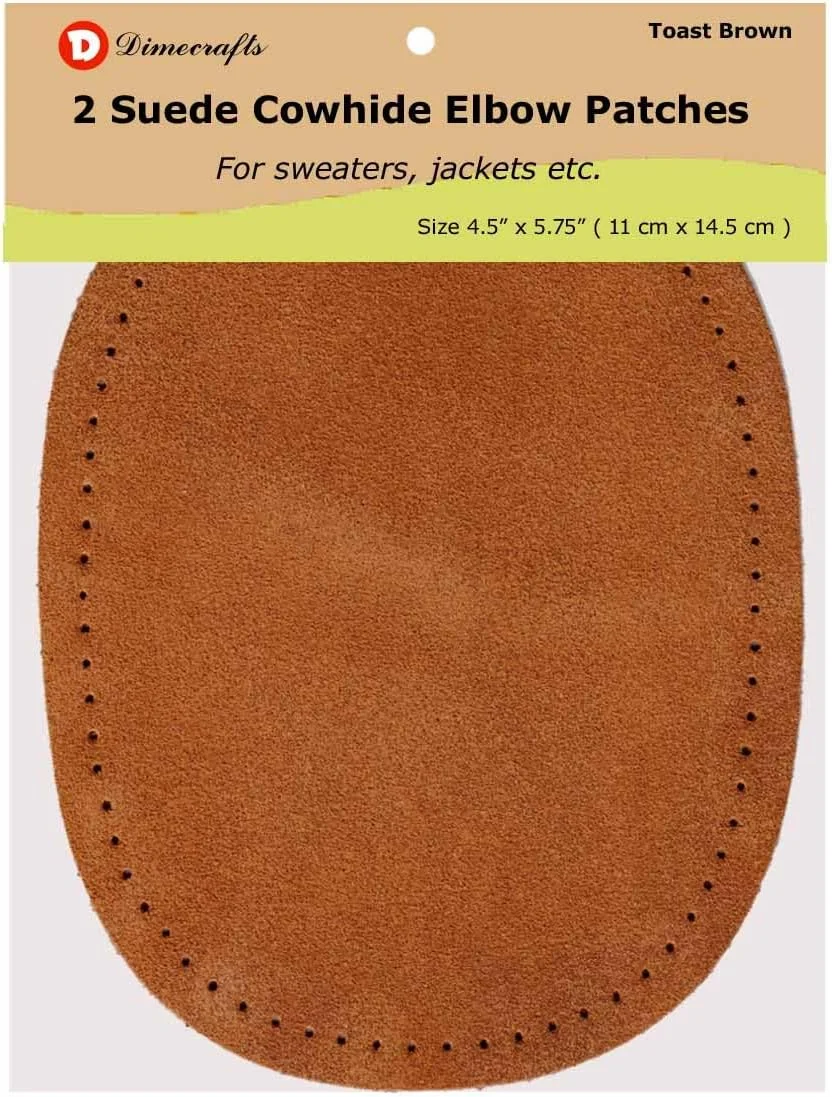 ELDIYME Fine Garment Suede Sew-On Elbow Patches 4.25 x 5.75 in 2/Pkg - Brown