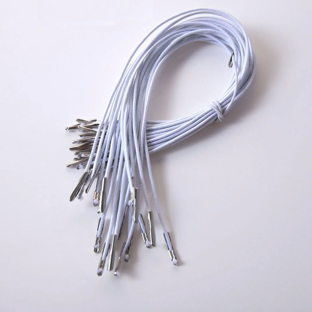 100Pcs 12 inch Elastic Barbed Cord Fastener Stretch Loop Band with Metal Ends Hat Strap DIY Craft Gift Wrapping Cord String for DIY Party Hat Masks, Folder and Crafts Supplies, White 100Pcs 12 inch Elastic Barbed Cord Fastener Stretch Loop Band with Metal Ends Hat Strap DIY Craft Gift Wrapping Cord String for DIY Party Hat Masks, Folder and Crafts Supplies, White