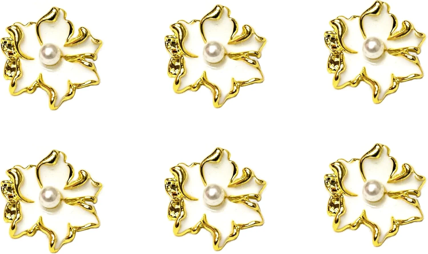 Elegant Pearl Flower Buttons – 18mm Black with White Pearl Center – Pack of 20 Pcs for Abayas, Dresses, Coats & DIY Crafts (gold)