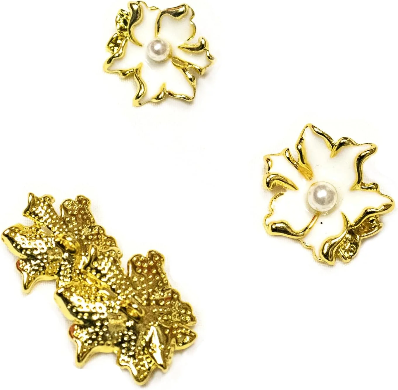 Elegant Pearl Flower Buttons – 18mm Black with White Pearl Center – Pack of 20 Pcs for Abayas, Dresses, Coats & DIY Crafts (gold)