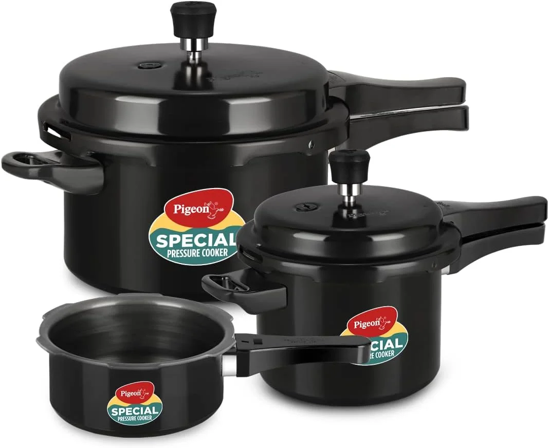 ست زودپز آلومینیومی هارد آنادایز شده پیژن بای استووکرافت - 2 لیتر، 3 لیتر و 5 لیتر با درب بیرونی مناسب برای اجاق های القایی (14414، مشکی) ست زودپز آلومینیومی هارد آنادایز شده پیژن بای استووکرافت - 2 لیتر، 3 لیتر و 5 لیتر با درب بیرونی مناسب برای اجاق های القایی (14414، مشکی)