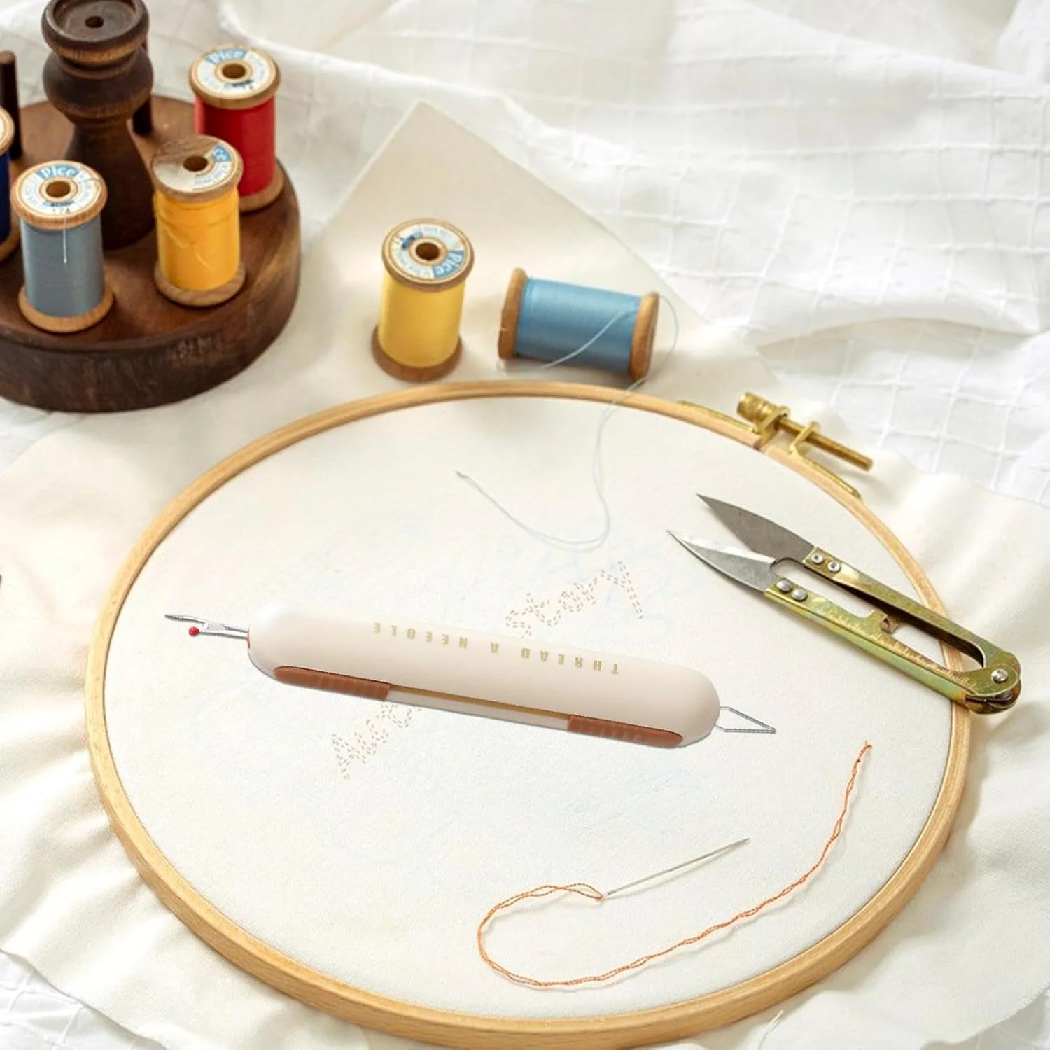 سوزن نخ کن گلدوزی | شکافنده درز و سوزن نخ کن 2 در 1 | لوازم جانبی نخ کشی سریع برای لوازم خانگی گلدوزی لحاف دوزی بافندگی