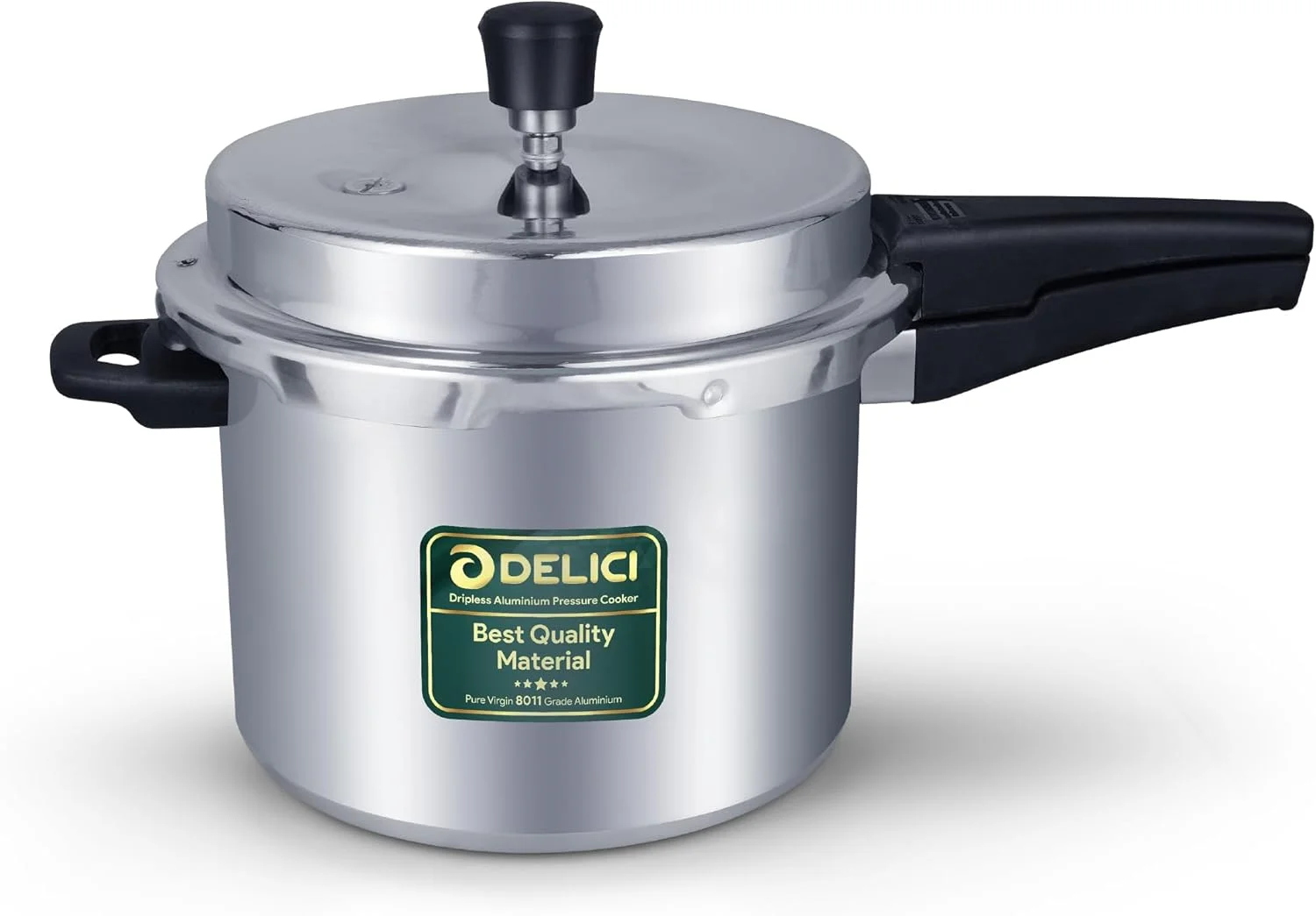 Delici Pressure Cooker Dripless 5 Litre NIB ADPC5E | Superior Virgin Aluminium | Smart Spillage Control | High Thermal Heating | Quality Pressure Regulator | Extra Safe Gasket Vent Delici Pressure Cooker Dripless 5 Litre NIB ADPC5E | Superior Virgin Aluminium | Smart Spillage Control | High Thermal Heating | Quality Pressure Regulator | Extra Safe Gasket Vent