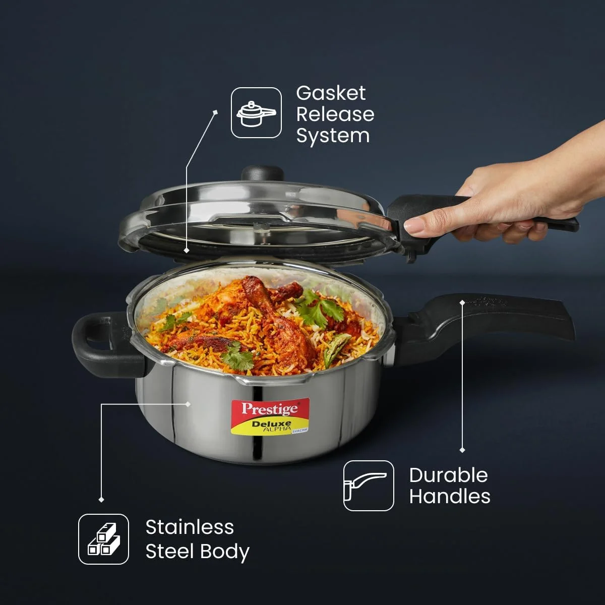 زودپز استیل ضد زنگ پرستیژ دلوکس آلفا سواچ 3 لیتری | نقره ای زودپز استیل ضد زنگ پرستیژ دلوکس آلفا سواچ 3 لیتری | نقره ای