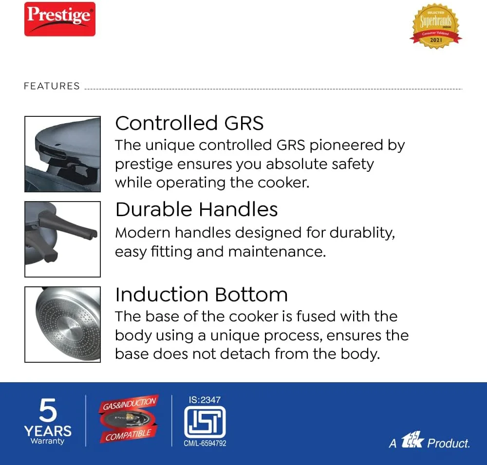 زودپز پرستیژ دلوکس پلاس با پوشش آنادایز سخت 5 لیتری | آلومینیوم | طراحی منحنی | دستگیره های کاربرپسند - مشکی زودپز پرستیژ دلوکس پلاس با پوشش آنادایز سخت 5 لیتری | آلومینیوم | طراحی منحنی | دستگیره های کاربرپسند - مشکی