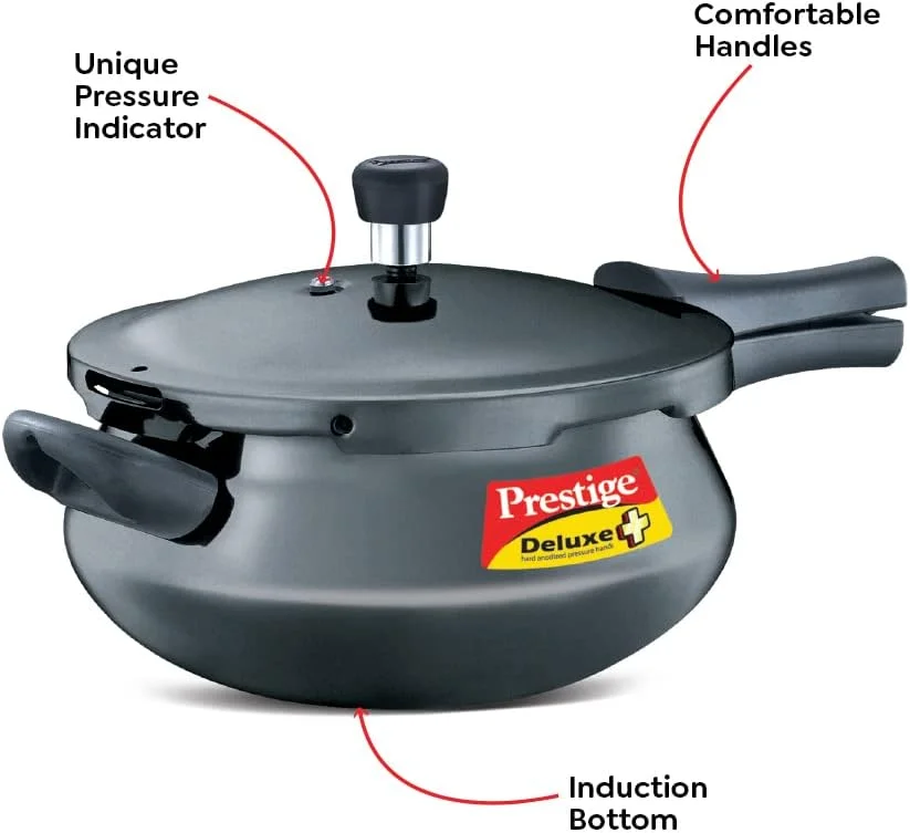 زودپز پرستیژ دلوکس پلاس با پوشش آنادایز سخت 5 لیتری | آلومینیوم | طراحی منحنی | دستگیره های کاربرپسند - مشکی زودپز پرستیژ دلوکس پلاس با پوشش آنادایز سخت 5 لیتری | آلومینیوم | طراحی منحنی | دستگیره های کاربرپسند - مشکی