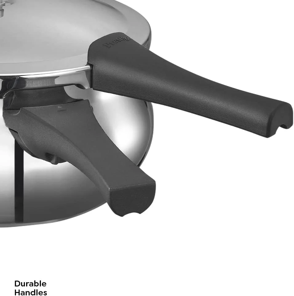 زودپز دستی کوچک پرستیژ دلوکس پلاس مدل MPD10793، ظرفیت 3 لیتر، جنس آلومینیوم با درب، رنگ نقره ای