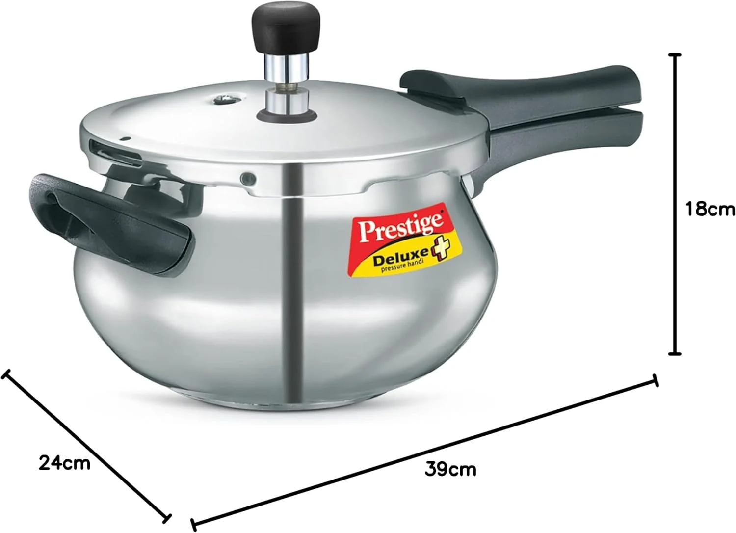 زودپز دستی کوچک پرستیژ دلوکس پلاس مدل MPD10793، ظرفیت 3 لیتر، جنس آلومینیوم با درب، رنگ نقره ای