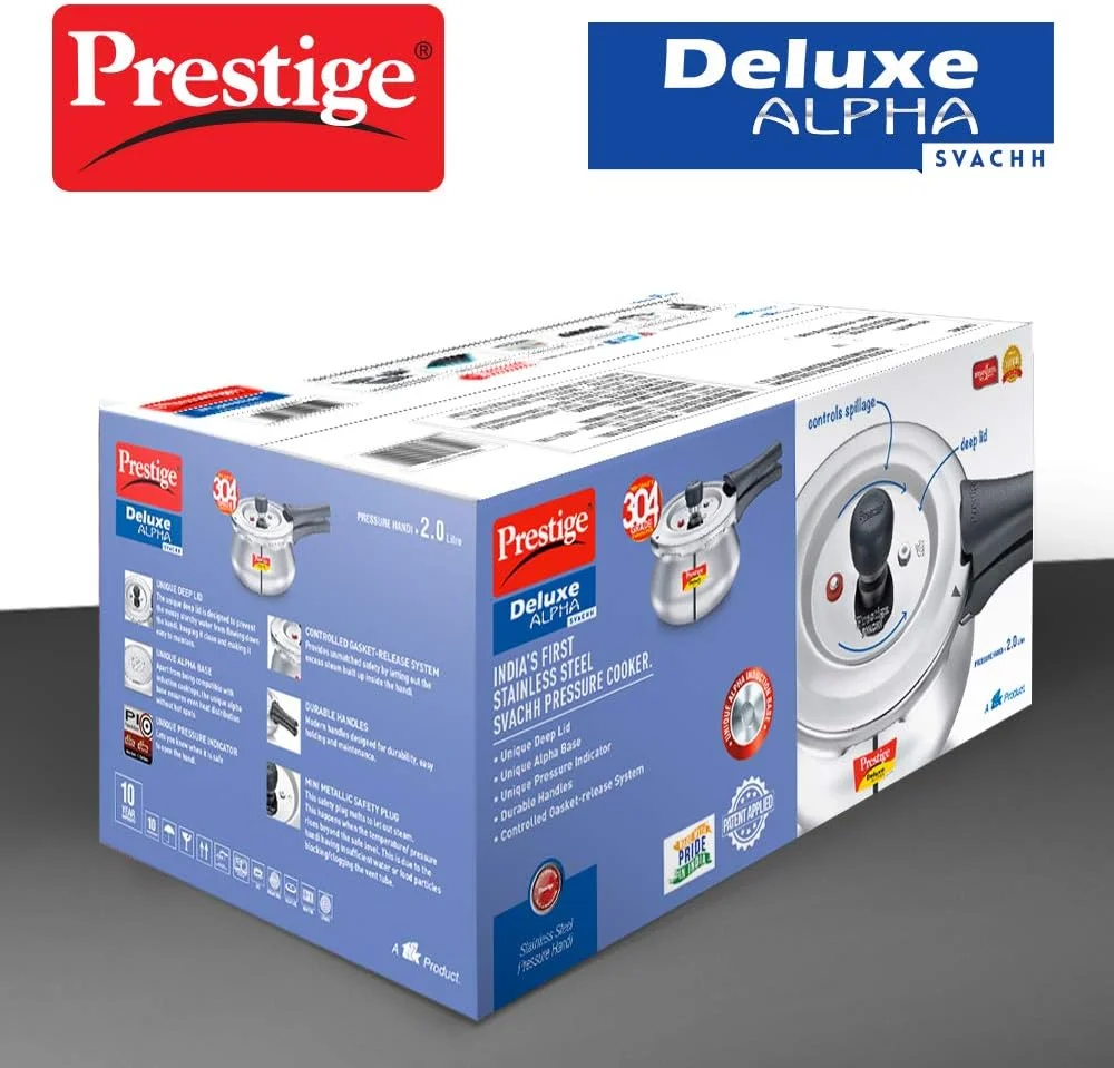 زودپز استیل پرستیژ مدل Dlx Alpha Svachh Baby Handi با ظرفیت 2 لیتر کد Mpd20266 | نقره ای زودپز استیل پرستیژ مدل Dlx Alpha Svachh Baby Handi با ظرفیت 2 لیتر کد Mpd20266 | نقره ای